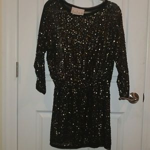 DOLAN Sheer sequin mini dress